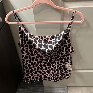 Pink and black polka dot Top